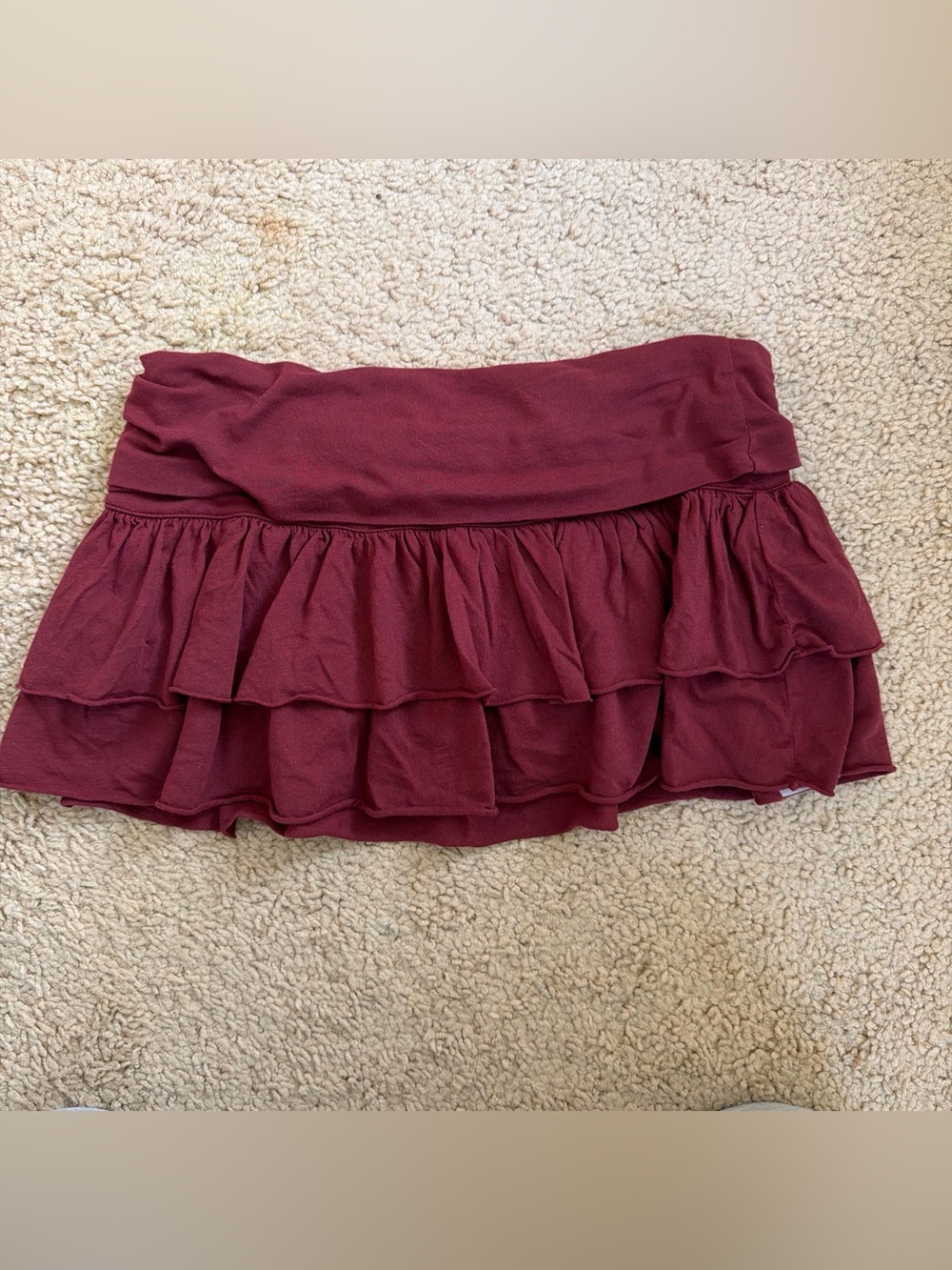 Brandy melville  Tiered Ruffle Skirt - Burgundy